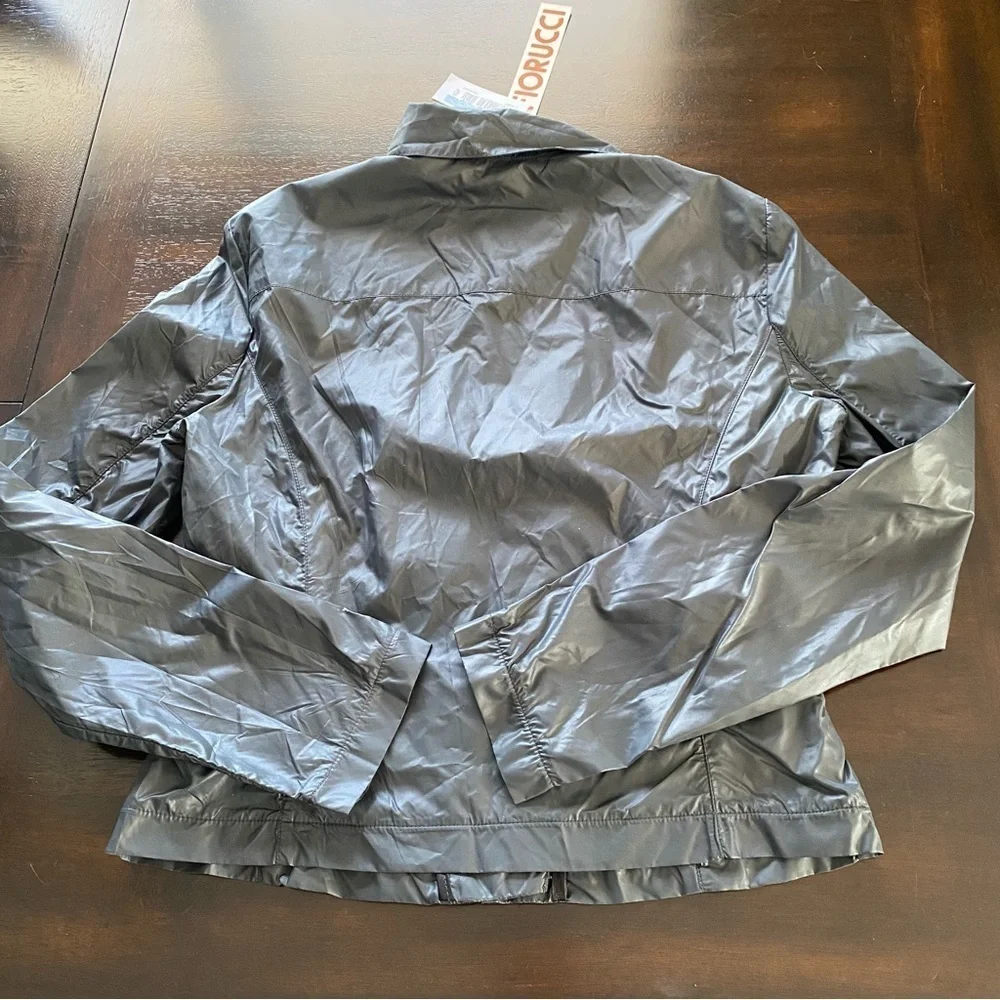 FIORUCCI Dark Grey Biker Jacket Cropped Rain Coat Lightweight size IT42 or US8